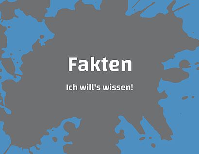 Farbklecks auf blauem Hintergrund mit dem Wort "Fakten" darauf geschrieben